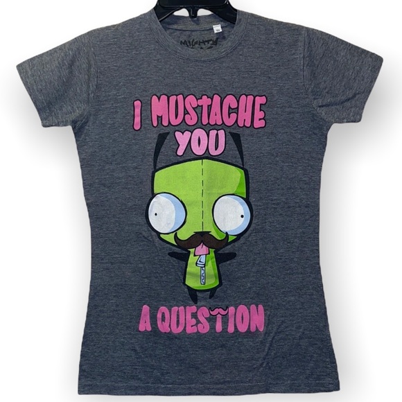 Mighty Fine Tops Rare Mighty Fine Gir Invader Zim Mustache Tshirt